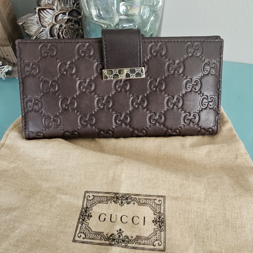 Gucci Brown GG Embossed Leather Continental Wallet